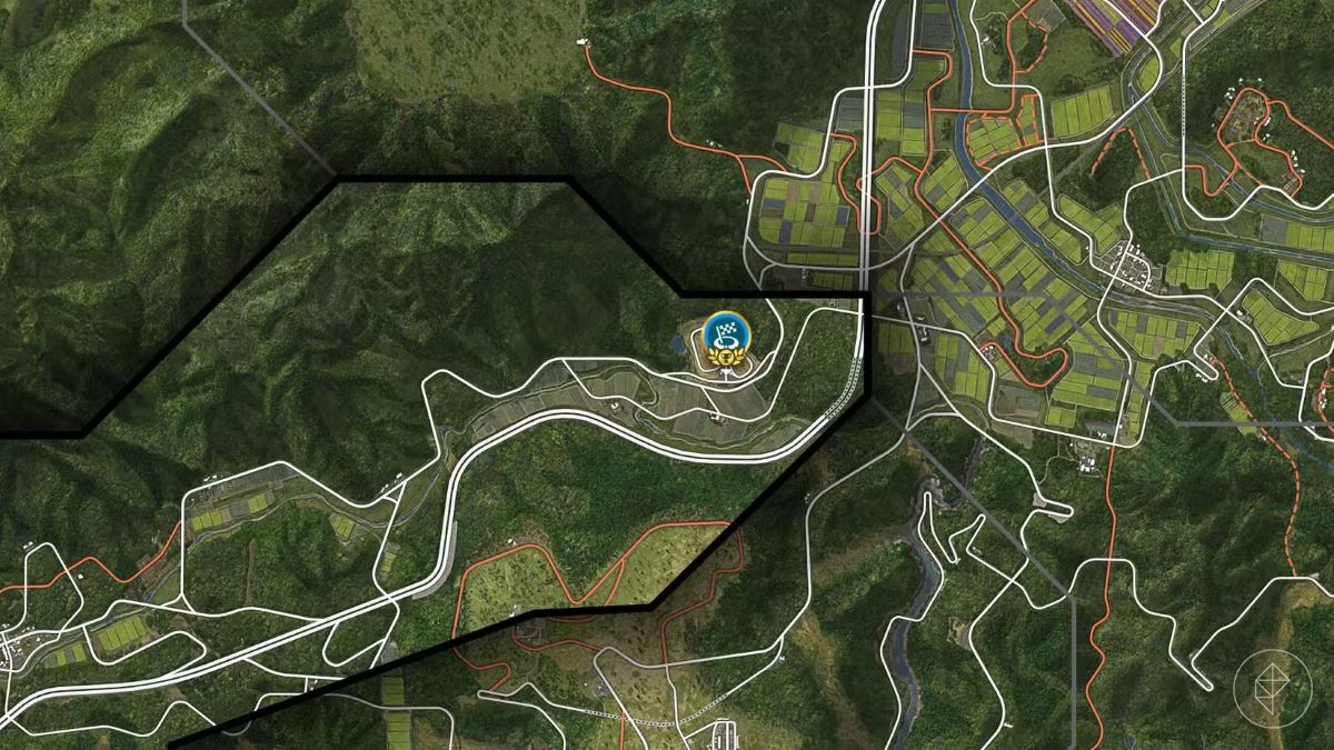 Расположение трассы Сима́нояма, кольцевой гонки, отмеченное на карте Forza Horizon 6