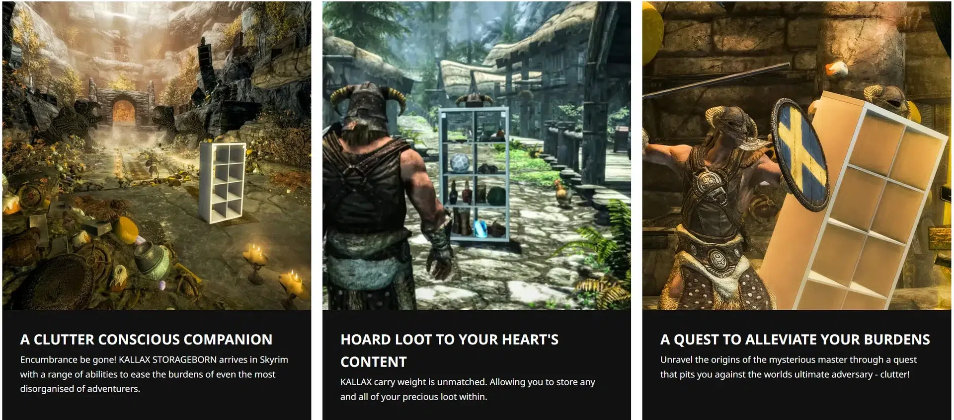 Изображение к статье: IKEA выпустила мод для Skyrim с полкой Kallax-спутником