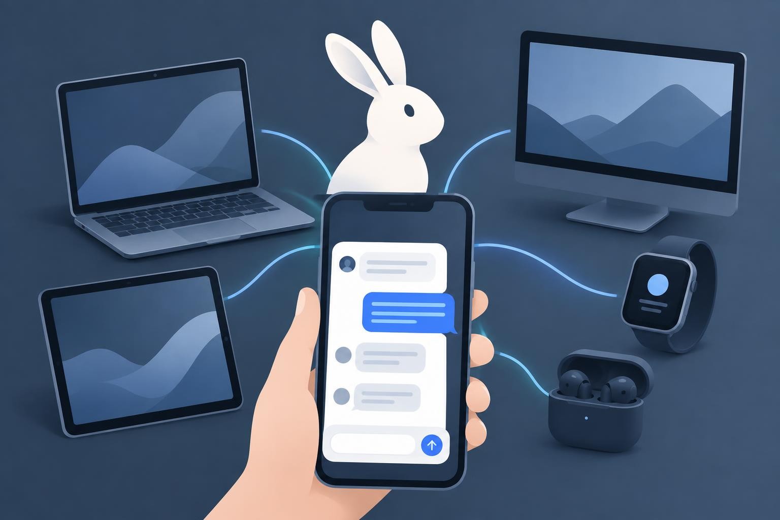 Иллюстрация к теме Rabbit выпустила OS3 для управления несколькими устройствами через чат