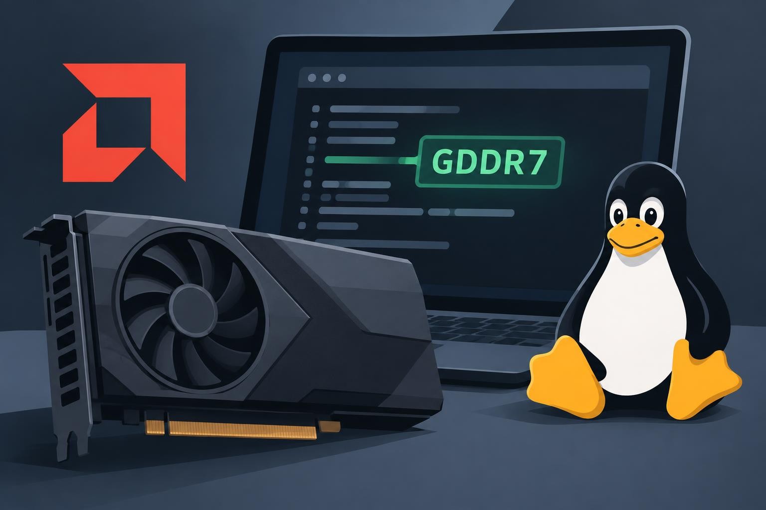 Иллюстрация к теме AMD предложила добавить обозначение GDDR7 в драйвер Linux