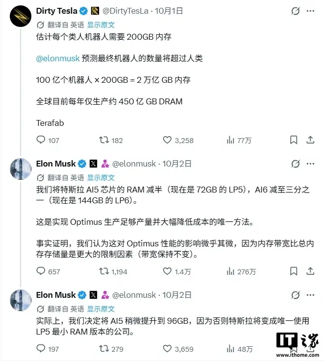 Маск сообщил о пересмотре памяти Tesla AI5 96 ГБ вместо 72 ГБ