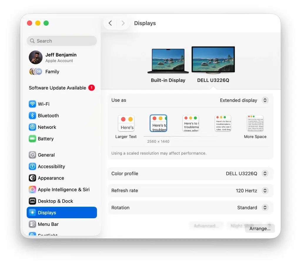 Изображение к статье: По данным 9to5Mac, macOS 27 совмещает HDR и масштаб 2560 × 1440