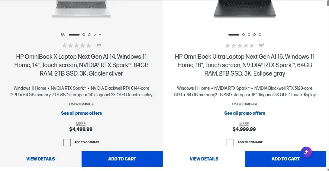 Изображение к статье: На сайте HP появились цены OmniBook X 14 и Ultra 16 RTX Spark