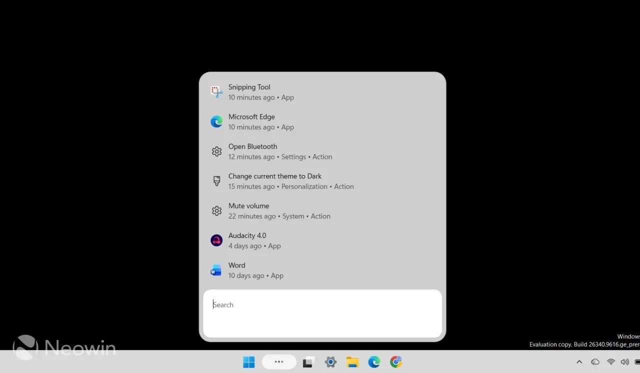 Поиск Windows 11 в тестовой сборке меняет настройки без интернета