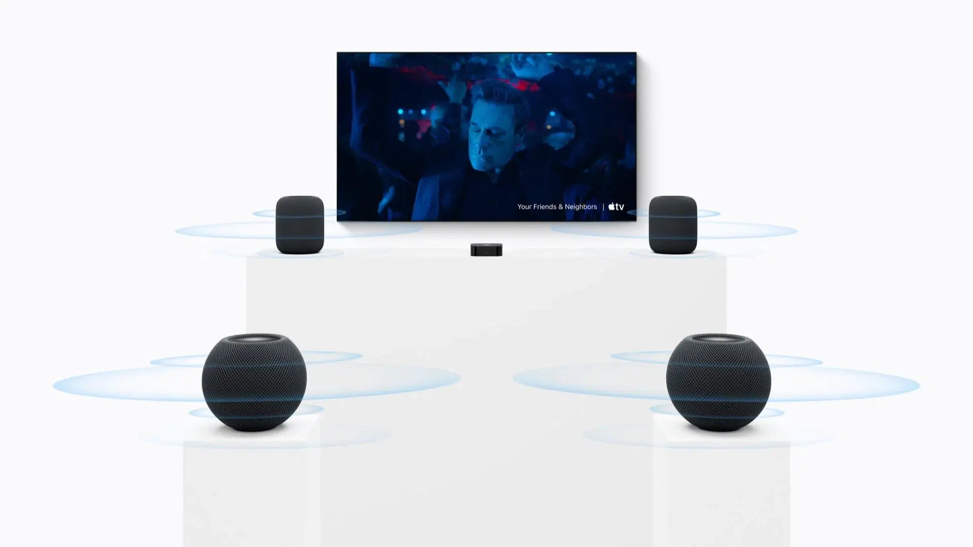 Новая Apple TV 4K поддерживает объёмный звук через четыре HomePod