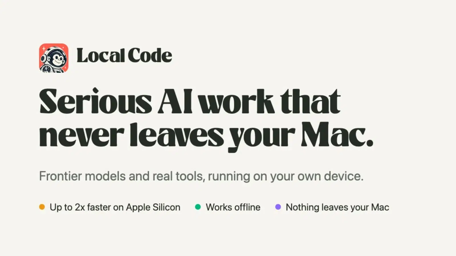 Local Code для Mac запущен ИИ модели работают на компьютере