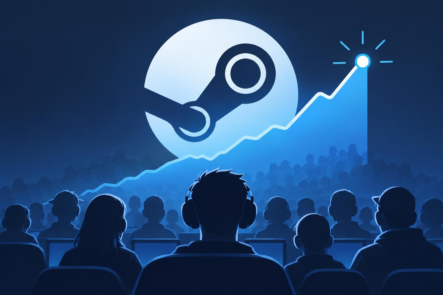 Иллюстрация к теме Пик одновременной аудитории Steam впервые превысил 435 млн