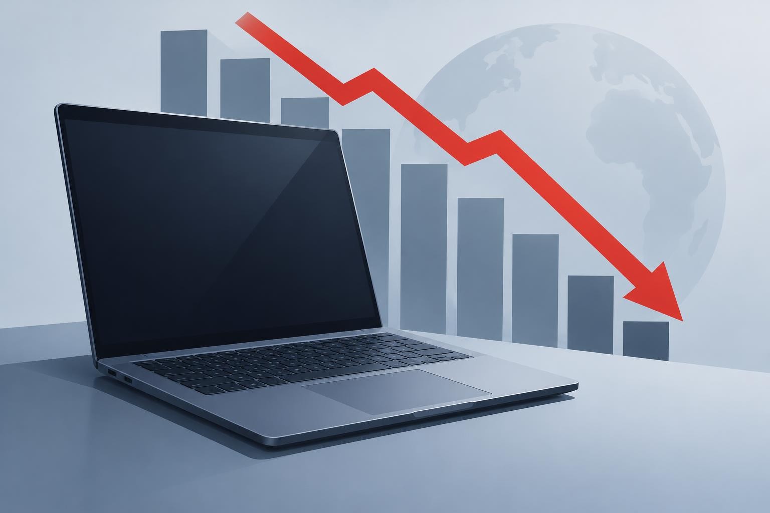 Иллюстрация к теме По данным Gartner поставки ПК упали до минимума с 2023 года